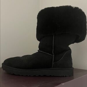UGG Black Winter Boots with Fur Trim